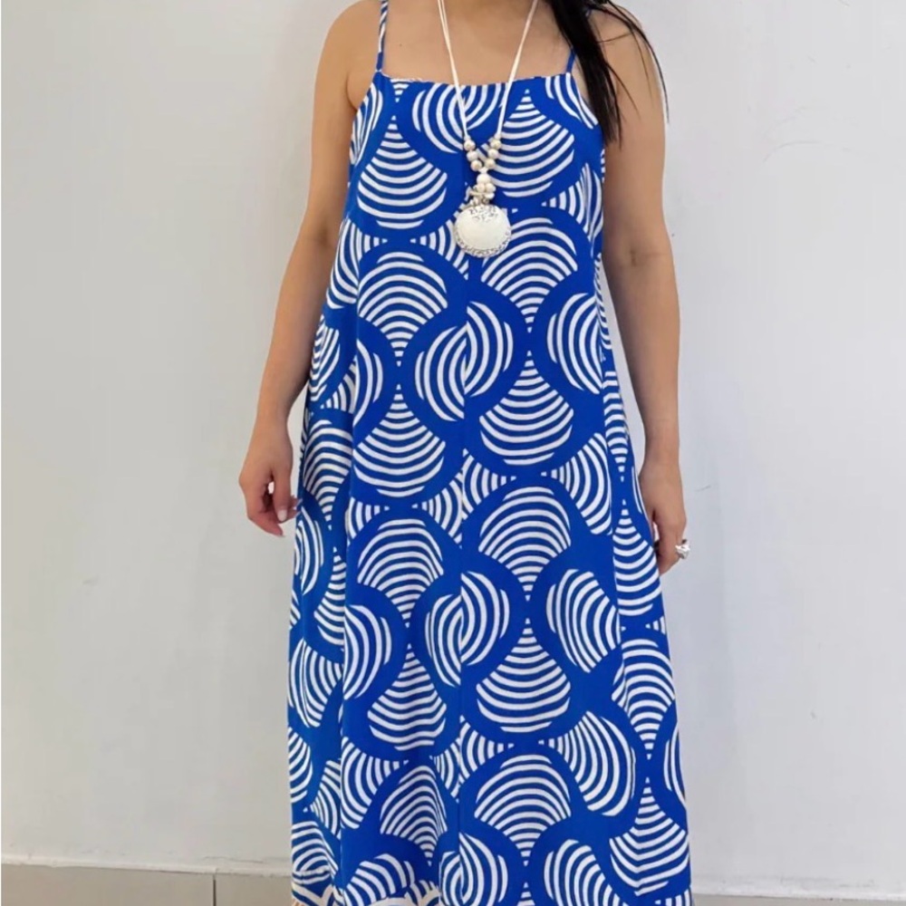 Blue and White Maxi Dress